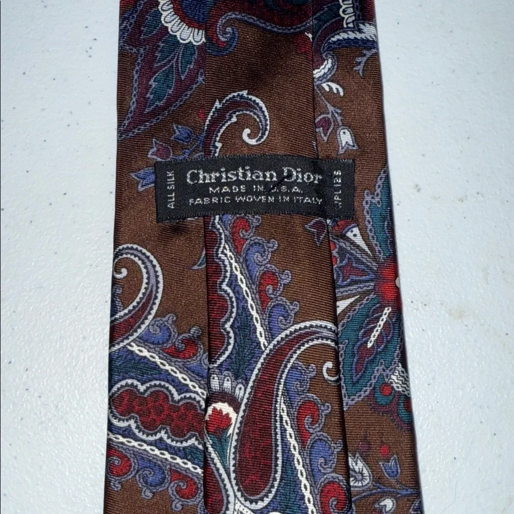 Dior Brown and Blue Paisley Tie